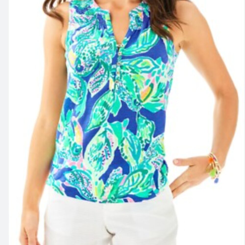 Lilly Pulitzer size M NWT sleeveless Essie women’s paisley top button down